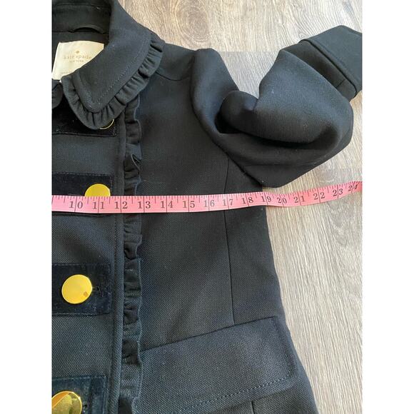 Kate Spade Wool Black Winter Fall Pea Coat Bow on Back - Picture 12 of 13